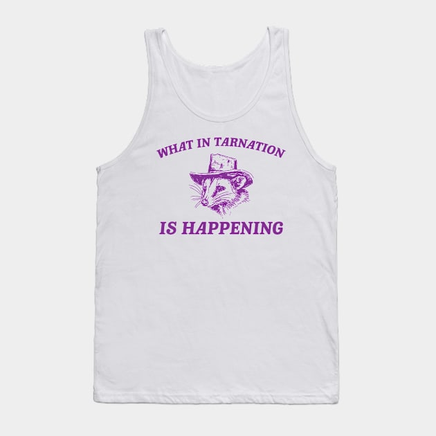 what in Tarnation is happening shirt, Funny Cowboy Possum Meme shirt, Retro Cartoon Tank Top by CamavIngora